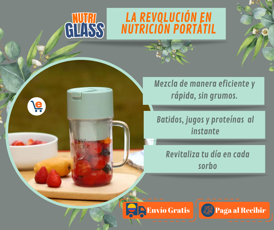 MINI LICUADORA NUTRI GLASS VASO PORTATIL